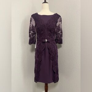Azazie Phyllis Plum Purple Lace Midi Dress